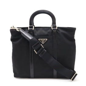 PRADA Prada Handbag Tote Bag Shoulder Nylon Leather NERO Black BN1066