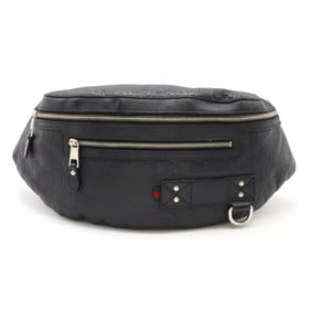 GUCCI Guccissima Body Bag Waist Pouch Hip Leather Black 246409