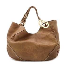 GUCCI Charlotte Tote Bag Shoulder Leather Brown 218782