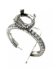 VERRAGIO Platinum Halo Semi Mount 1.00ct Diamond Engagement Ring Size 8