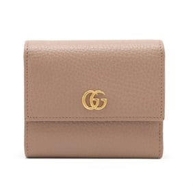 GUCCI GG Marmont Tri-fold Wallet Leather Pink Beige 546584