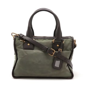 PRADA Prada Jacquard Handbag Tote Bag Shoulder Nylon Leather Khaki Dark Brown BR4795