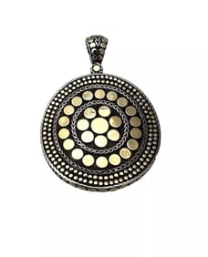 JOHN HARDY Large Dot Nuansa Silver 18K Gold 41.3g RARE 2 ⅝ " Round Pendant