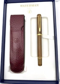 WATERMAN IDEAL PARIS 18K 750 MAN 100 OLIVE WOOD FOUNTAIN PEN Never Worn BoxPaper