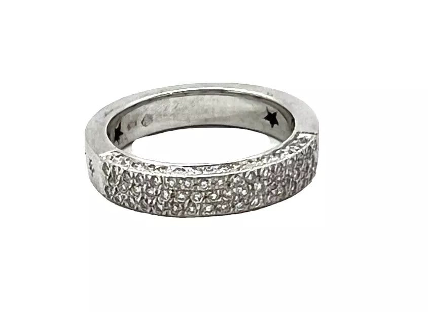 H.STERN GIULIANA Diamond 18K White Gold Band Ring: Brand: H.STERN Metal: 18K White Gold Diamonds: beautiful round full cut weighing 0.85 ctw. approx. G in color VS in clarity. Total Weight Ring: 5.7 GRAMS/ 3.7 DWT Size: 7