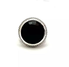 DAVID YURMAN Large Cerisse Onyx & Diamonds Sterling 925 Ring 23mm Sz. 6.75