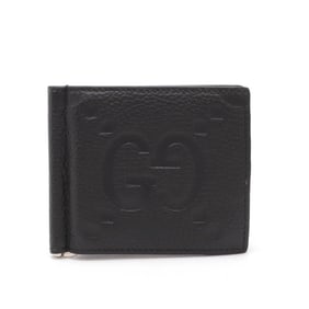GUCCI Jumbo GG Bi-fold Wallet, Billfold, Money Clip, Card Case, Business Holder, Leather, Black