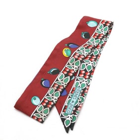 HERMES TWELL Scarf Parures des Maharajas Ornaments 100% Silk Bordeaux Multicolor