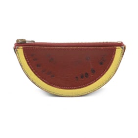 HERMES Hermes coin case, purse, fruit, watermelon motif, leather, Bordeaux, green, yellow, sold item