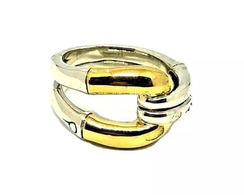 John Hardy Bamboo Loop Ring Sterling Silver 925 & Yellow Gold