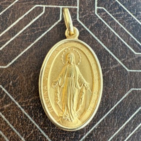 Vintage 14K Gold Saint Mary Religious Medal Charm