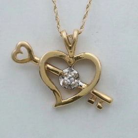 Vintage “Key To My Heart” 14K Gold and Diamond Charm