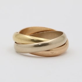 Vintage French Cartier 18K Gold Trinity Rolling Ring, Size 6