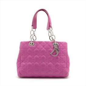 Christian Dior Cannage Leather Chain Handbag Pink Women's