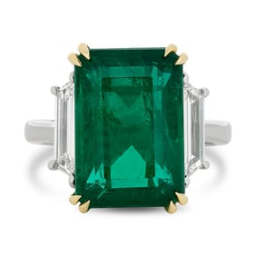 Collection...Estate Gem 8.49 Ct Emerald & Diamond (GIA) Platinum & 18K Ring 15726A