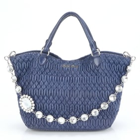 Miu Miu Miu Matelasse Leather Nappa Crystal Shoulder Handbag Beads for Women