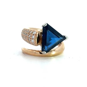 No Heat 3.88 Ct Sapphire & Diamond Platinum/18 K Yellow Gold Ring&nbsp;