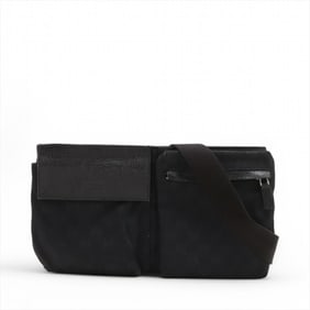 Gucci GG Canvas 28566 Leather Body Bag Waist Pouch Shoulder Black Men's