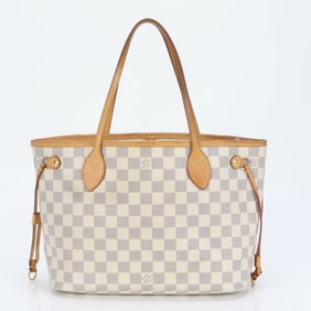 Louis Vuitton Damier Azur Neverfull PM N51110 Leather Shoulder Bag for Women