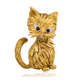 Honora 18k Kitty Cat Brooch