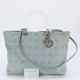 Christian Dior Cannage Lady Denim Tote Bag for Women