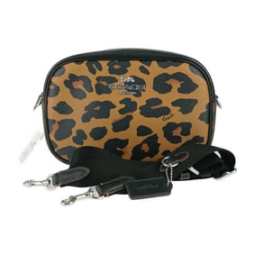 COACH Jamie Camera Bag Signature Canvas with Leopard Print CC759 LIGHT SADDLE MULTI Women's