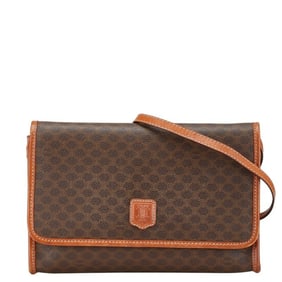 Celine Macadam Shoulder Bag Brown PVC Leather Women's CELINE