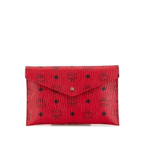 MCM Visetos Glam Mini Clutch Bag Red PVC Women's