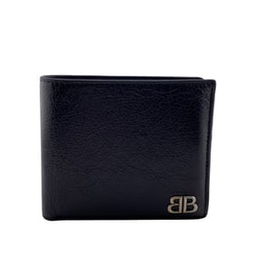 BALENCIAGA 779971 BB Compact Wallet Bi-fold Black Men's