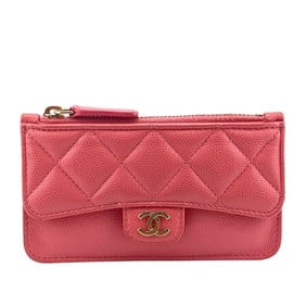 CHANEL Fragment Case Coco Mark Matelasse Card Pink Women's