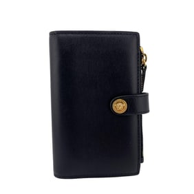 VERSACE Medusa Button Zip Bi-fold Wallet Black Women's