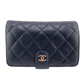 CHANEL Chanel Matelasse Coco Mark Bi-fold Wallet Black Women's