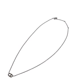 Christian Dior Clair D Lune Rhinestone Necklace High Chain Silver Women's