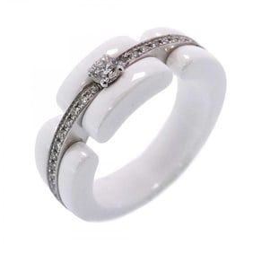 Chanel Ring Ultra K18WG White Gold Ceramic Diamond #51 Ladies