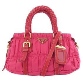 Prada Gathered Handbag Nylon Material Women's PRADA