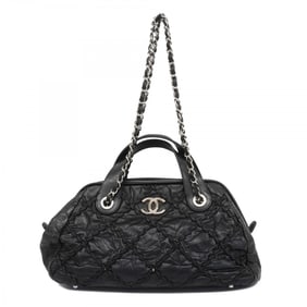 Chanel handbag ultra stitch leather black ladies