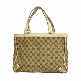 Gucci Tote Bag GG Canvas 170004 Brown White Champagne Women's