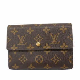 Louis Vuitton Tri-fold Wallet Monogram Porte Tresor Etui Papier M61202 Brown Women's