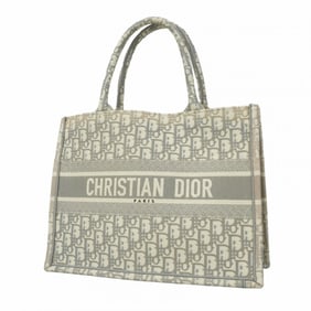 Christian Dior Tote Bag Book Canvas Grey Women's