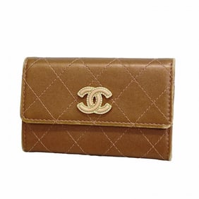 Chanel Business Card Holder/Card Case Matelasse Lambskin Pink Champagne Ladies