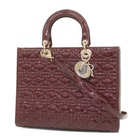 Christian Dior Handbag Cannage Lady Enamel Purple Women's