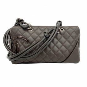 Chanel Shoulder Bag Cambon Lambskin Brown Women's