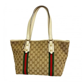 Gucci Tote Bag GG Canvas Sherry Line 137396 Brown Champagne Women's