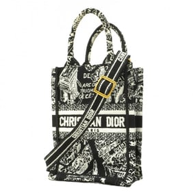 Christian Dior Handbag Book Tote Mini Canvas Black White Women's