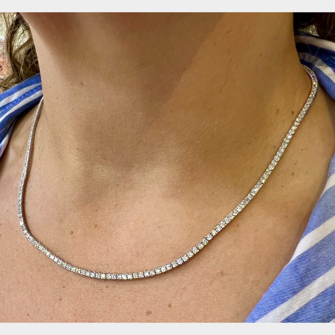 14K White Gold 7.25 Ct. Diamond Tennis Necklace