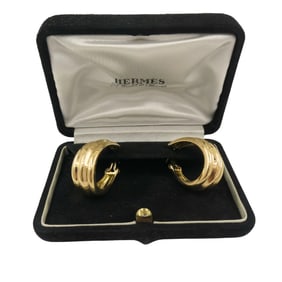 Hermes Gold Hoop Earrings 18k Gold Original Box