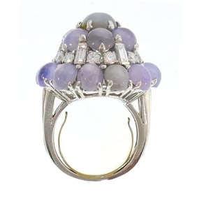 Vintage Oscar Heyman Star Sapphire Diamond Cluster Platinum Ring