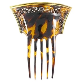 Victorian Faux Tortoiseshell 14k Gold Haircomb