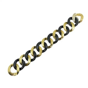 Verdura 18k Gold Black Jade Curb Link Bracelet