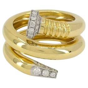 David Webb 18k Gold Platinum Diamond Nail Ring